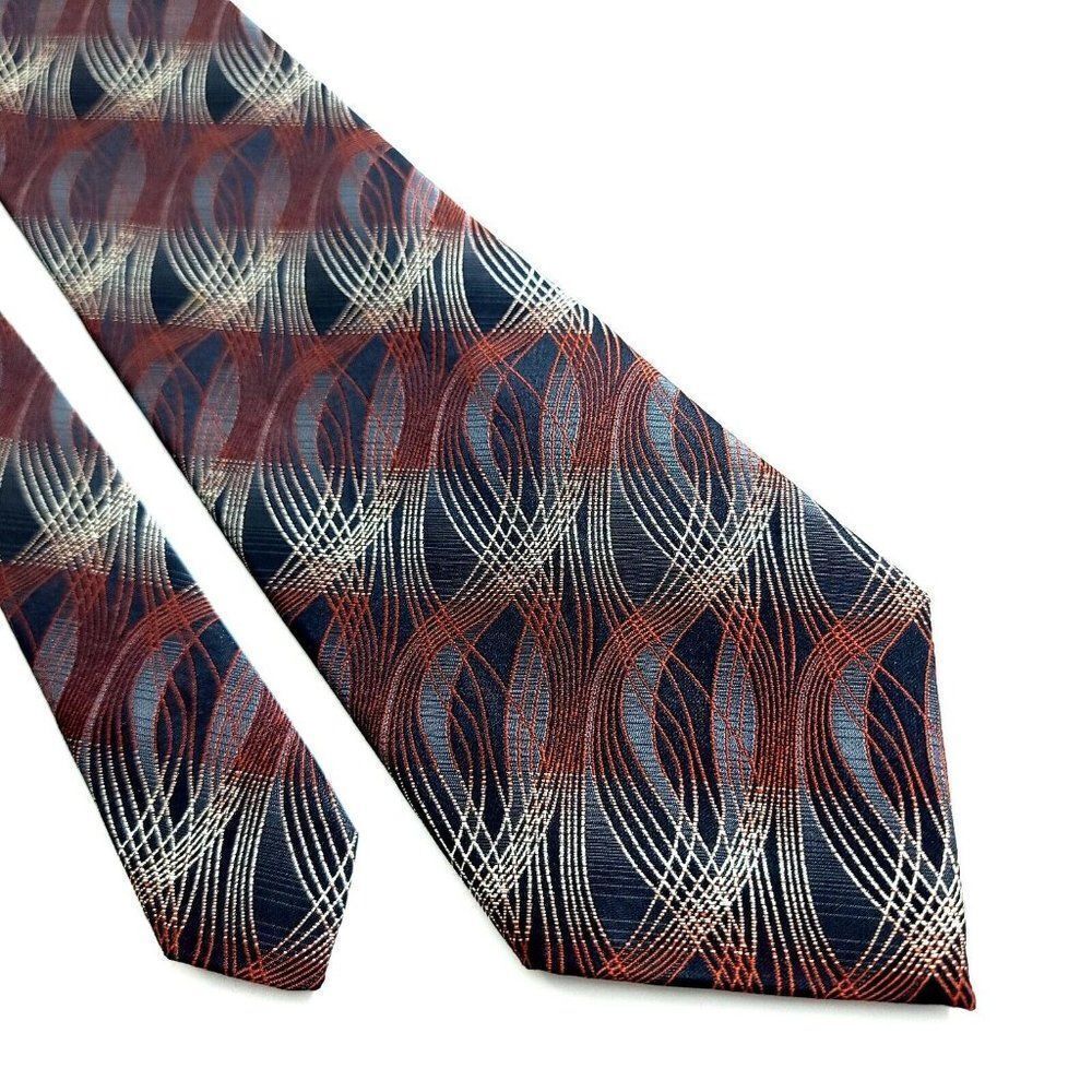 Pierre Cardin Abstract Brown Black Woven Wide‎ Silk Tie